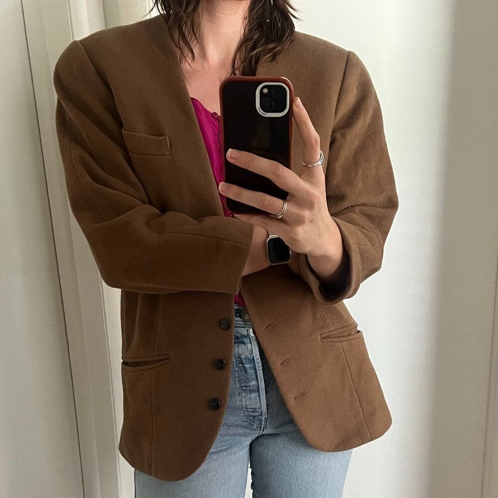 Camel Accentuated Shoulder Blazer